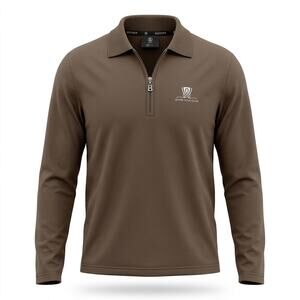 Bogner Brown Embroidered Collared Knit Half Zip Sweater Men Size L